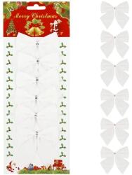 SPRINGOS 6 db-os karácsonyfadíszkészlet, masni, 8 cm, fehér (CA1308)