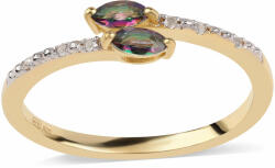  Arannyal Bevont Ezüst Gyűrű Misztikus Topázzal és Fehér Topázzal, ROS826/54