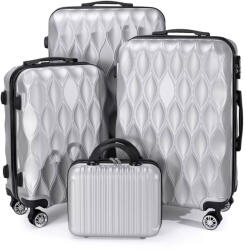 Prémium 4 részes ezüst színű bőröndszett - könnyű, tartós és stílusos utazáshoz MZS-605