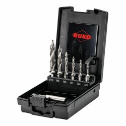 RUKO ULTIMATECUT Kombifúró Bit klt, 7 részes HSS, FLOW-STEP csigafúró-gépi menetfúró-kúpsüllyesztő (M3-M10mm) (270620RO)