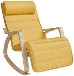 SONGMICS hintaszék nyírfa karfával 5 fokozatban állítható lábtartóval pasztell sárga (LYY010YE01)