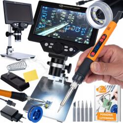 Rosfix Digitális mikroszkóp Rosfix NanoZoom AX1200, 7" LCD, 12MP, 1200x, szervizkészlet 80W-os forrasztópákával, 12 az 1-ben (ZESTAW-22AP-BBT5)