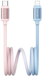 USAMS Bicolor Series SJ757 PD 30W USB-C/Lightning 1.2m kábel kék és rózsaszín (300069)