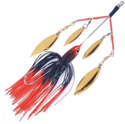 FishEdge Spinnerbait 4 forgó pengével, FishEdge, csukához, harcsához stb. hossza 15 cm, 23 gramm, piros (SPIN-4P-ROSU)