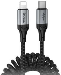 hoco. x121 adatkábel, type-c - lightning, 27w, pd gyorstöltő, 150cm, cipőfűző, spirálkábel, fekete, kompatibilis: Apple IPAD, 3rd Generation, / IPAD, 4th Generation, / iPhone 6 4.7 (X121_L2_BLACK)