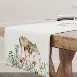 Cotton Club® Napron Craciun bumbac 40x200cm cu reni si peisaj de iarna, Jasmin Fata de masa