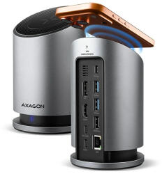 AXAGON HMC-WL9 USB-C 10 Gbps 9in1 hub vezeték nélküli töltéssel (HMC-WL9) - blacktip