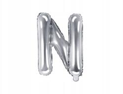 Party Deco Fólia lufi, "N" betű, Size 35cm, ezüst, levegővel fújható