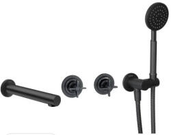 Deante Falba süllyesztett csaptelep, Deante Temisto kádtöltő csaptelep zuhanyszettel, fekete BQT_N18P