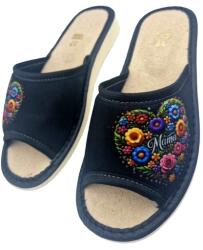 Maximus Női Házipapucs, bőr, Mama felirattal, selyemsállal, Size 41 (Kapcie na Dzień Matki r. 38)