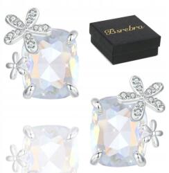 Bsrebra Ezüst fülbevaló, Próba 925, virág, ezüst stift, cirkónia, 7mm vagy 8mm