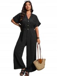 Shein Fekete Overál Gombokkal És Gallérral Plus Size 46 1EJ