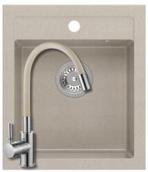 Quadron 1378+SAP4-F090KS - Quadron JOHNNY 100 gránit mosogató (430x500 mm, 1 medence ) pearl beige + Zegor csaptelep bézs szett (1378+SAP4-F090KS)