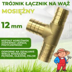  Trikó Sárgaréz Összekötő Tömlőcsatlakozó, 12mm (0234)