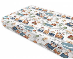  Baby Shop pamut, gumis lepedő 70*140 cm - Állatok a vonaton
