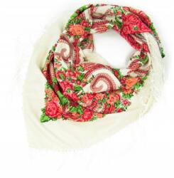 Szaleo Etno Life hegyi kendő népies, rojtokkal, elegáns, fehér