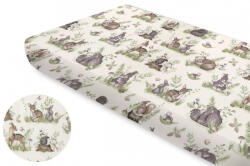  Baby Shop pamut, gumis lepedő 70*140 cm - Erdei barátok zöld