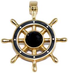 Ékszershop Fekete köves arany hajókormány medál (1332366)