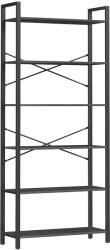 VASAGLE Industrial 6-Szintes Könyvespolc Acél Vázzal Ébenfa Fekete (EUZ-LLS082B56V1)