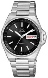 Q&Q férfi karóra, quartz, ezüst színű nemesacél tok, ezüst színű nemesacél csat, fekete számlap, (Superior), S396J202Y (4711-4)