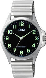 Q&Q férfi karóra, quartz, ezüst színé fémtok, ezüst színű rugóscsat, fekete számlap C36A-025PY (4707-1)