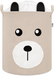 SIPO Játékkosár húzózsinórral, összecsukható pamut / 43 l, Teddy Bear bézs