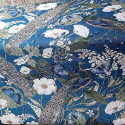  Párnaszövet és páva kárpit, kék, 70x70cm (paw niebieski gobelin na metry)