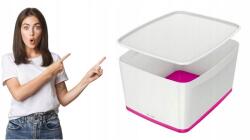 Leitz MyBox tárolódoboz, nagy, fehér-rózsaszín, fedővel (52161023)
