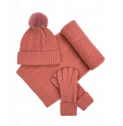 Art of Polo Női szett, pompon sapka, kesztyű, réz sál, téli