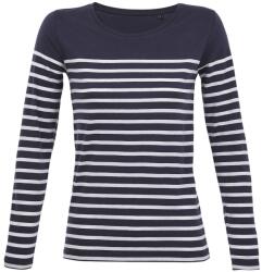 SOL'S Hosszú ujjú csíkos női póló Matelot - Sötétkék / fehér | 2XL (SOLS-03100-1000302345)