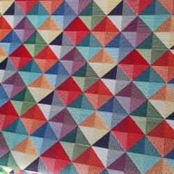  Dekoratív szövet, kárpit, geometrikus minta, zöld, kék, 58% pamut, 140cm széles (tapestry na metry)