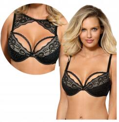 Róża Push-Up melltartó, Size 85B, fekete csipke, Ken békával