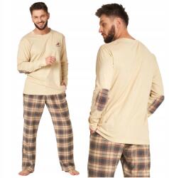 Key férfi pizsama flanel nadrág, Size XXL, pamut, bézs-barna (MNS 403)