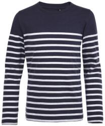 SOL'S Hosszú ujjú csíkos gyerek póló Matelot - Sötétkék / fehér | 8 éves (118/128) (SOLS-03101-1000302380)