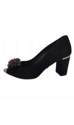 CheBello cipő 4355, bőr, fekete, velúr díszítés, Size 36 (4355)