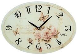  Halványzöld ásványi üvegből készült vintage rózsás falióra 30×24 cm