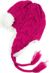 Szaleo Lillehammer usanka sapka téli, szőrmével bélelt, malinowy színű, copfos (cz2804-2)