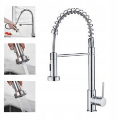  Konyhai Csaptelep, kihúzható kifolyócső, króm, álló, kerámia fej (srebrny garnitur)