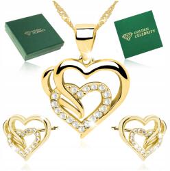 Golden Celebrity Arany Ékszer Szett Nyaklánc Szív Fülbevaló Ajándék 18. Születésnapra 925 (Urodziny Imieniny Rocznice 18 mamy córki żony)