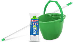Bonus Felmosó szett-vödör ZÖLD 11L csavaró kosár, felmosó nyél 120cm Softmop 160gr - tisztitoszertrendelek