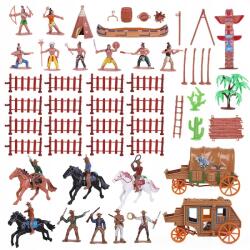  Cowboy Indián Jelenet Modell, oktató játék, műanyag figurák