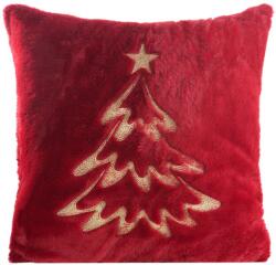 Takoy Karácsonyi bársony díszpárnahuzat 45x45 cm piros karácsonyfa