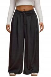 Forever 21 Plusz Fekete Elegáns Egyenes Nadrág 46 1HG Varrásokkal