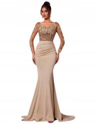 Shein Bézs Ruha Maxi Flitterekkel És Hosszú Ujjú 34 1GM