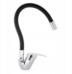 Focus Sanitar Mosogató Csaptelep, forgó kifolyócső, króm, fekete, szerelőkészlettel (6003054-1)