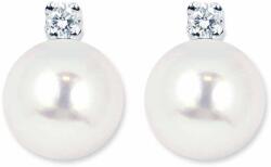 White & Black Igazgyöngy Classic gyémánt fülbevaló - 8-8, 5mm - betűzős - akoya (AU14167)