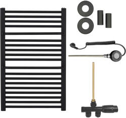Cerano - Fürdőszobai radiátor szett Antonio - kombinált fűtéssel, wifi rúddal - oldalsó egypontos csatlakozással - 484W - matt fekete - 860x550 mm
