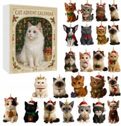  Adventi Naptár, ajándékdoboz, cica, 2D, karácsonyi gömbök (6978719491492)