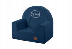 Baby-Raj Gyerekfotel-ülés-pufa, velvet, sötétkék, háttámlával (Baby-Raj Fotel)