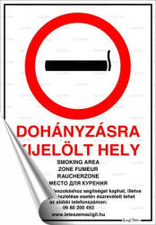  Információs matrica, 21x30 cm, "Dohányzásra kijelölt hely (LUIN109) - onlinepapirbolt